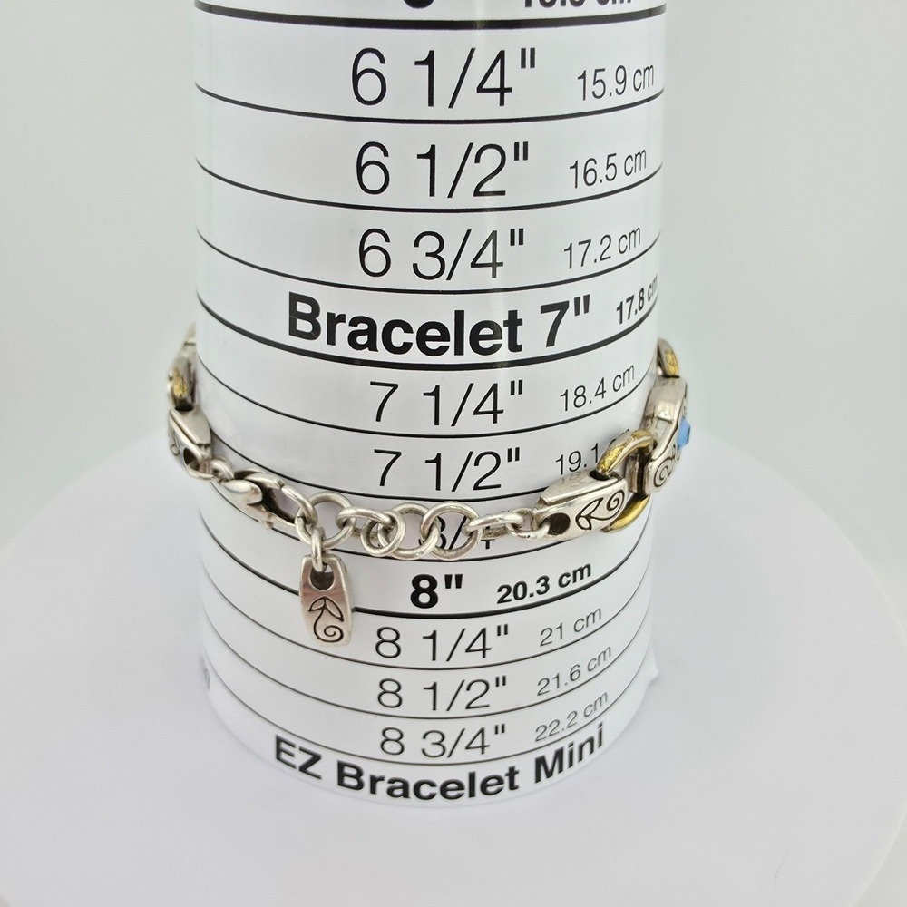 BRIGHTON 'Celestine' Bracelet Blue SWAROVSKI Crystals Gold&Silver Plate 7.75" - Picture 10 of 11